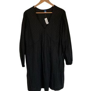 Old Navy Women Plunge V Balloon Sleeve Swiss Dot Baby‎ Doll Dress Size XL Black